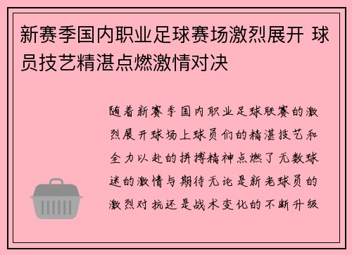 新赛季国内职业足球赛场激烈展开 球员技艺精湛点燃激情对决 新赛季国内职业足球赛场激烈展开 球员技艺精湛点燃激情对决
